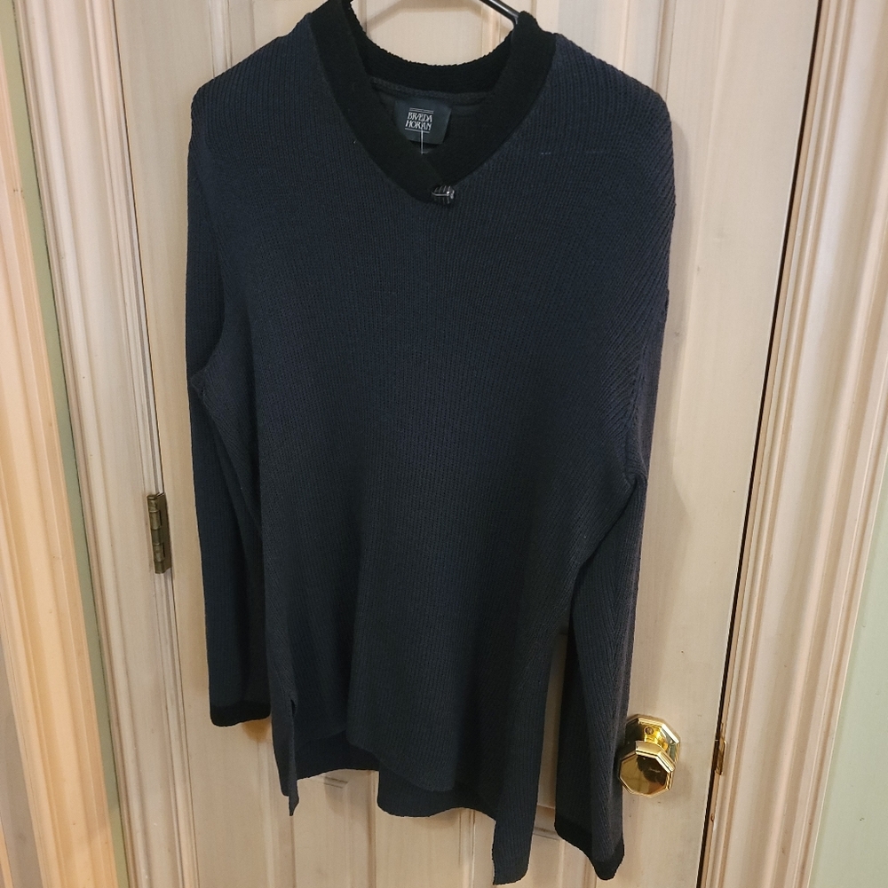 Misses Sz L Breada Horan Vintage Knit Gray Black Sweater - Picture 2 of 7